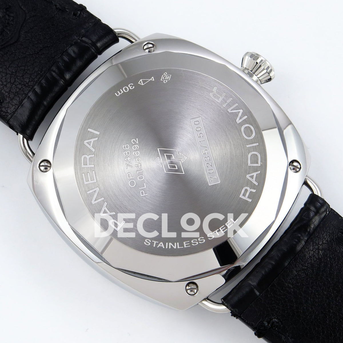 Panerai Radiomir Quaranta PAM01294 Black Dial Black Leather VSF P900 replica - steel caseback