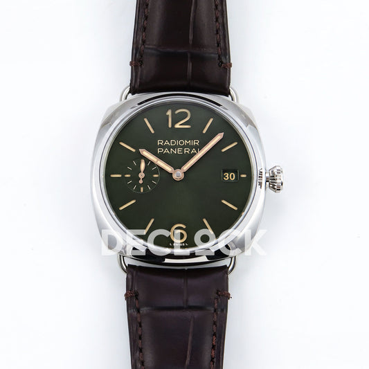 Panerai Radiomir Quaranta PAM01386 Green Dial Brown Leather VSF P900 replica - front