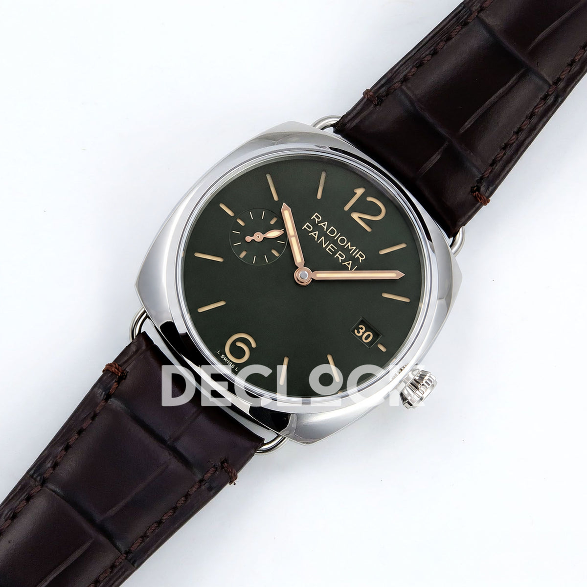 Panerai Radiomir Quaranta PAM01386 Green Dial Brown Leather VSF P900 replica - dial angle left