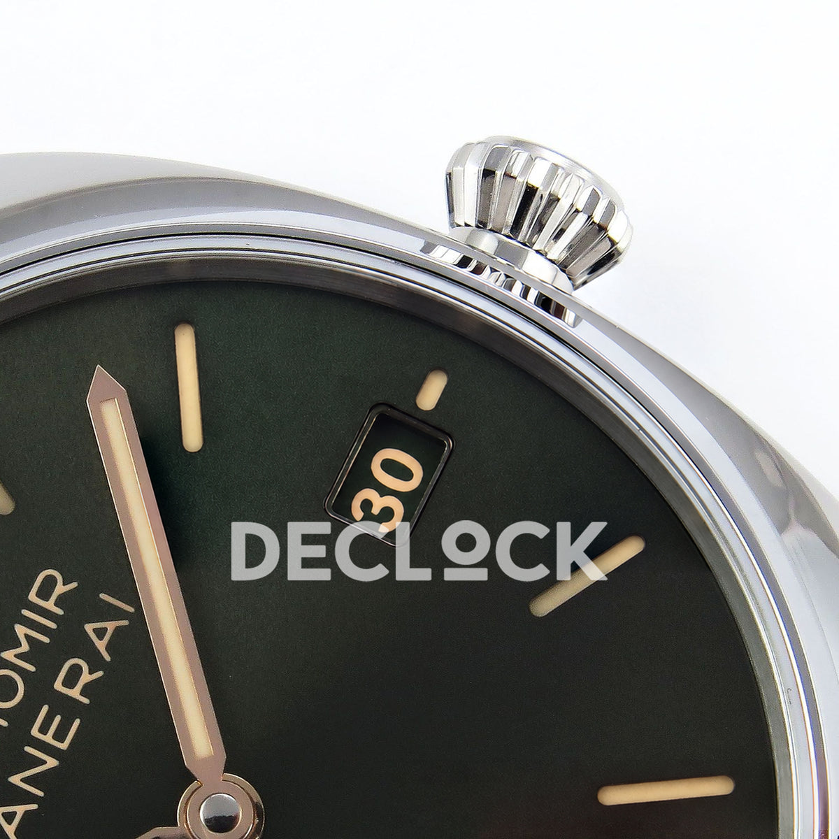 Panerai Radiomir Quaranta PAM01386 Green Dial Brown Leather VSF P900 replica - crown date detail