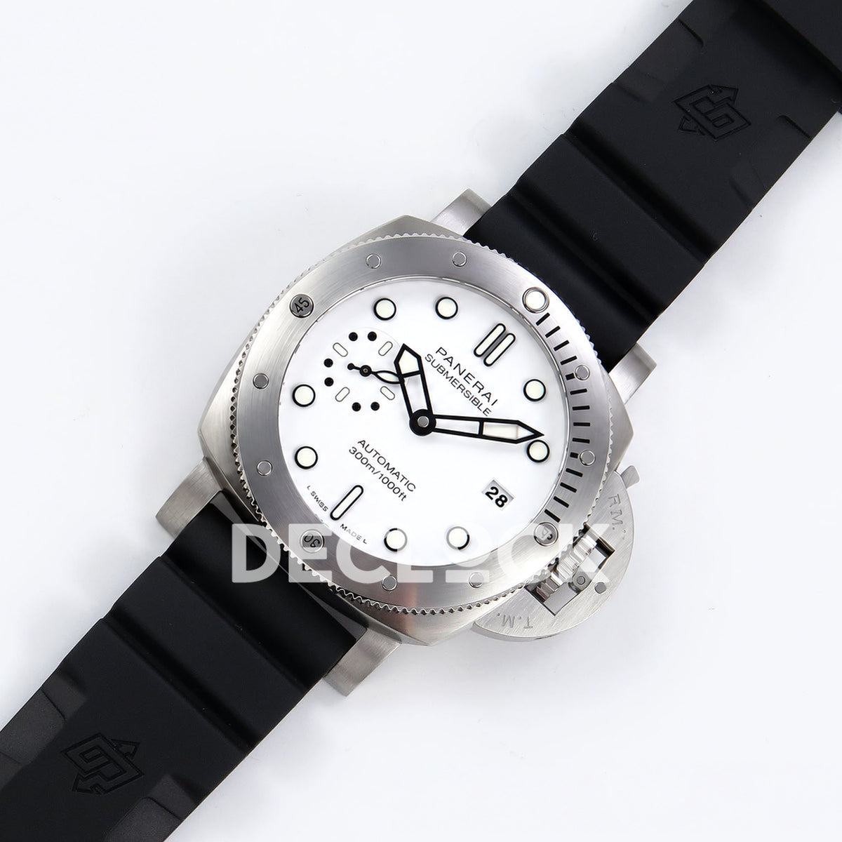 Panerai Submersible Bianco PAM02223 White Black Rubber VSF P900 replica - dial angle left