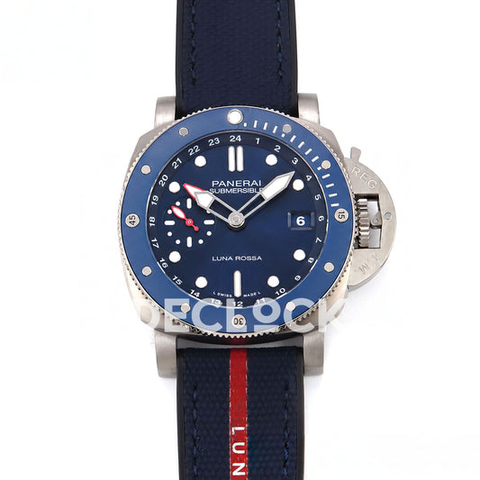 Panerai Submersible GMT Luna Rossa Titanio PAM01507 Blue Dial VSF P900 replica - front