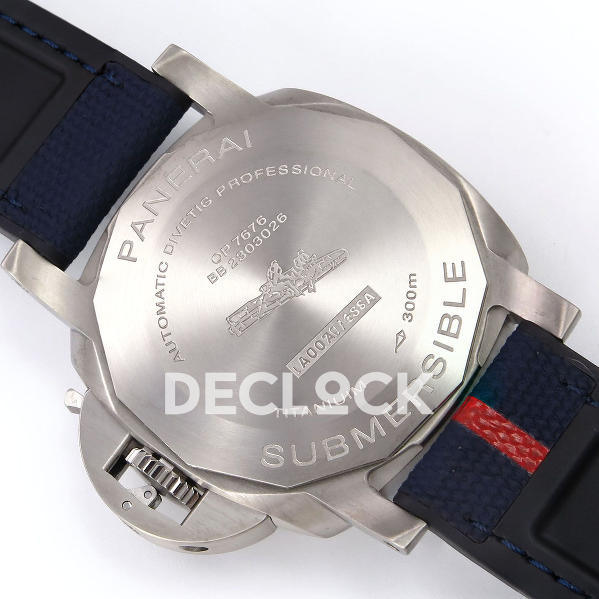Panerai Submersible GMT Luna Rossa Titanio PAM01507 Blue Dial VSF P900 replica - titanium luna rossa caseback