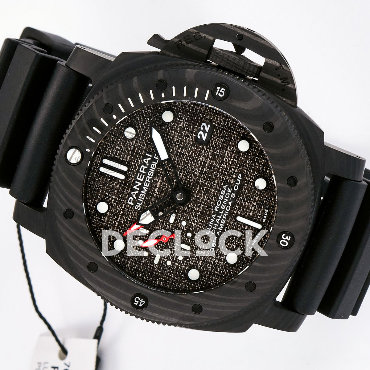 Panerai Submersible Luna Rossa PAM01039 Carbotech Black Rubber VSF Automatic replica - dial angle right