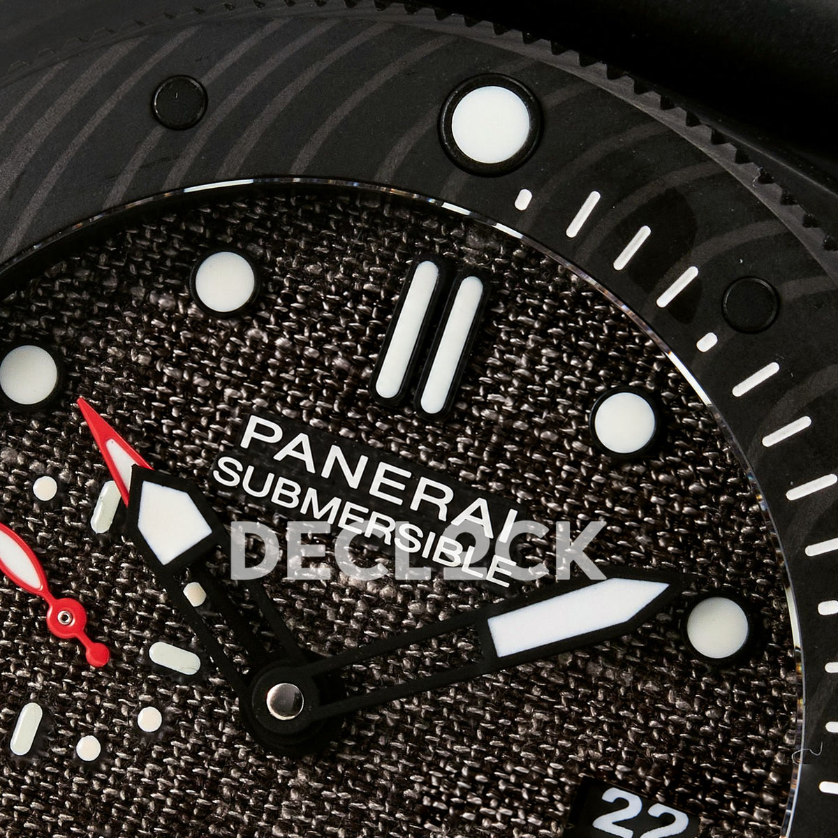 Panerai Submersible Luna Rossa PAM01039 Carbotech Black Rubber VSF Automatic replica - upper dial closeup