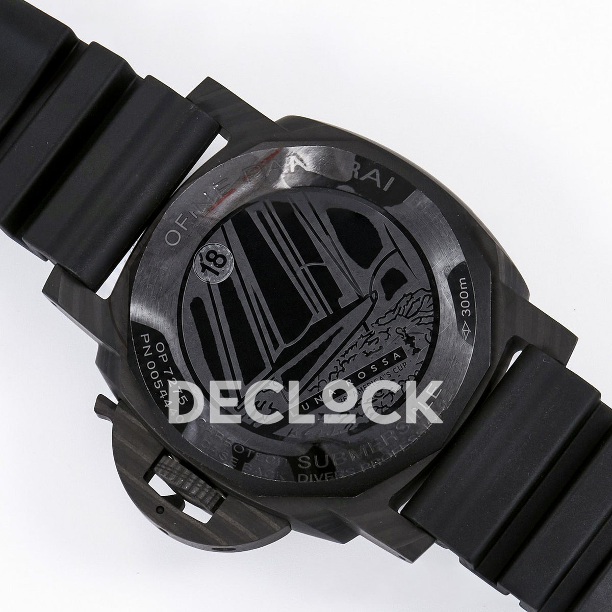 Panerai Submersible Luna Rossa PAM01039 Carbotech Black Rubber VSF Automatic replica - caseback engraving