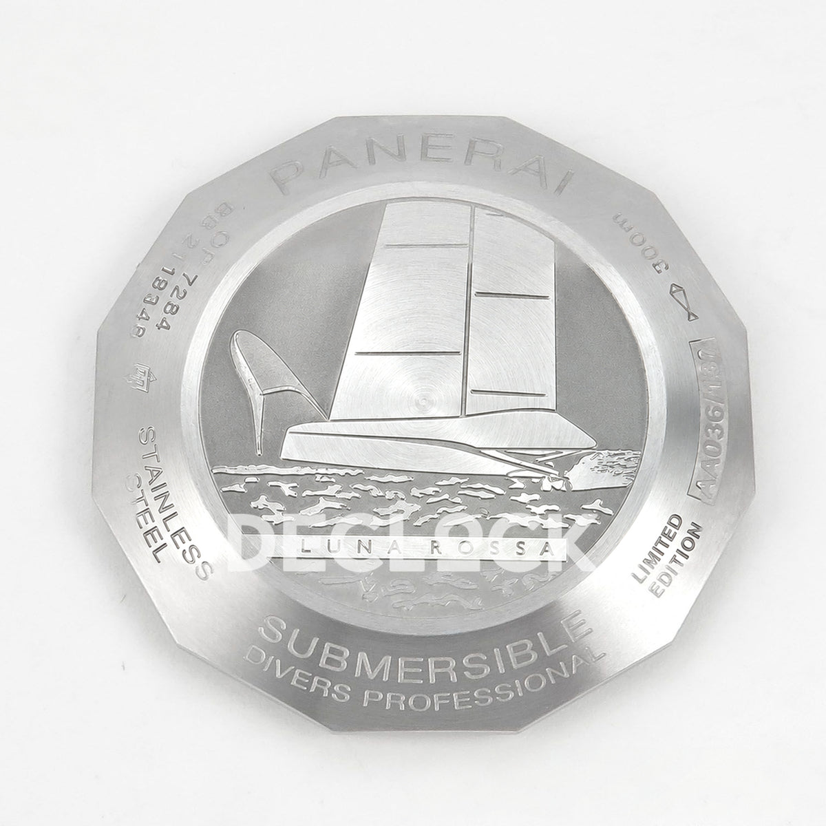 Panerai Submersible QuarantaQuattro Luna Rossa PAM01681 Silver Dial VSF P900 replica - caseback exterior