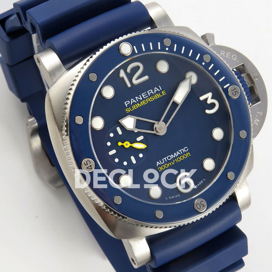 Panerai Submersible Mike Horn PAM01676 Blue Dial Rubber VSF P900 replica - dial angle left