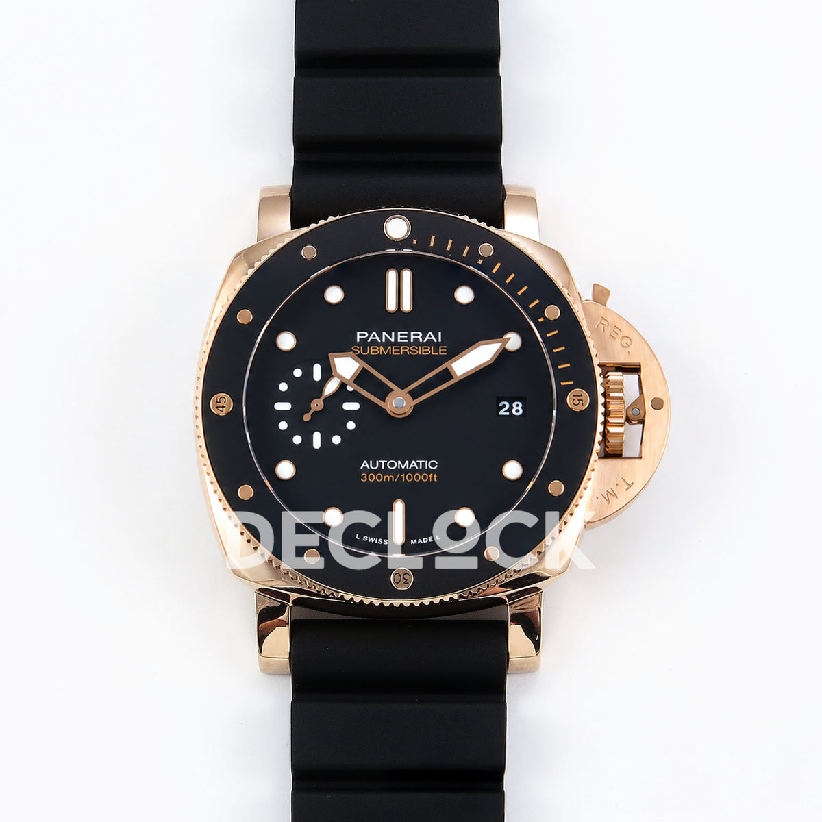 Panerai Submersible PAM02164 Rose Gold Black Rubber VSF P900 replica - front