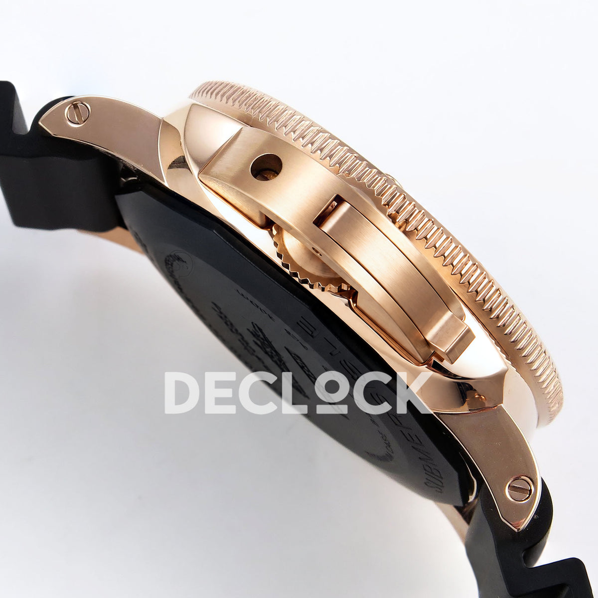 Panerai Submersible PAM02164 Rose Gold Black Rubber VSF P900 replica - crown bridge profile