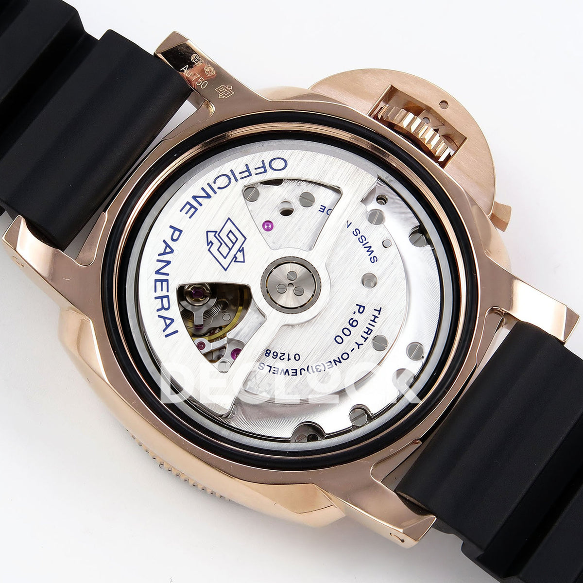 Panerai Submersible PAM02164 Rose Gold Black Rubber VSF P900 replica - movement angle