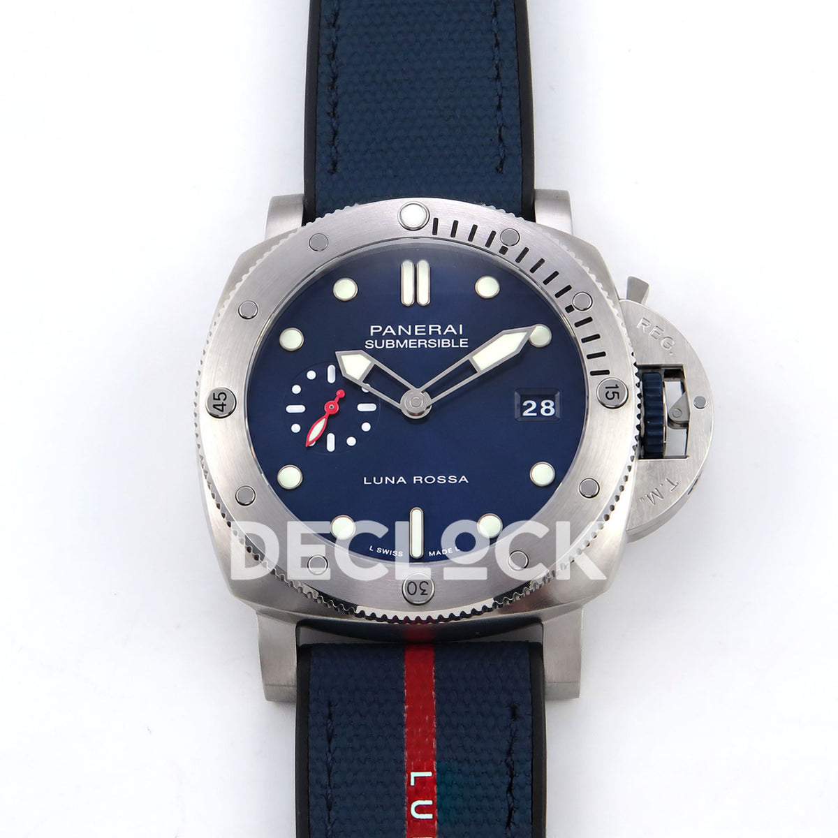 Panerai Submersible QuarantaQuattro Luna Rossa PAM01391 Blue Fabric VSF P900 replica - front