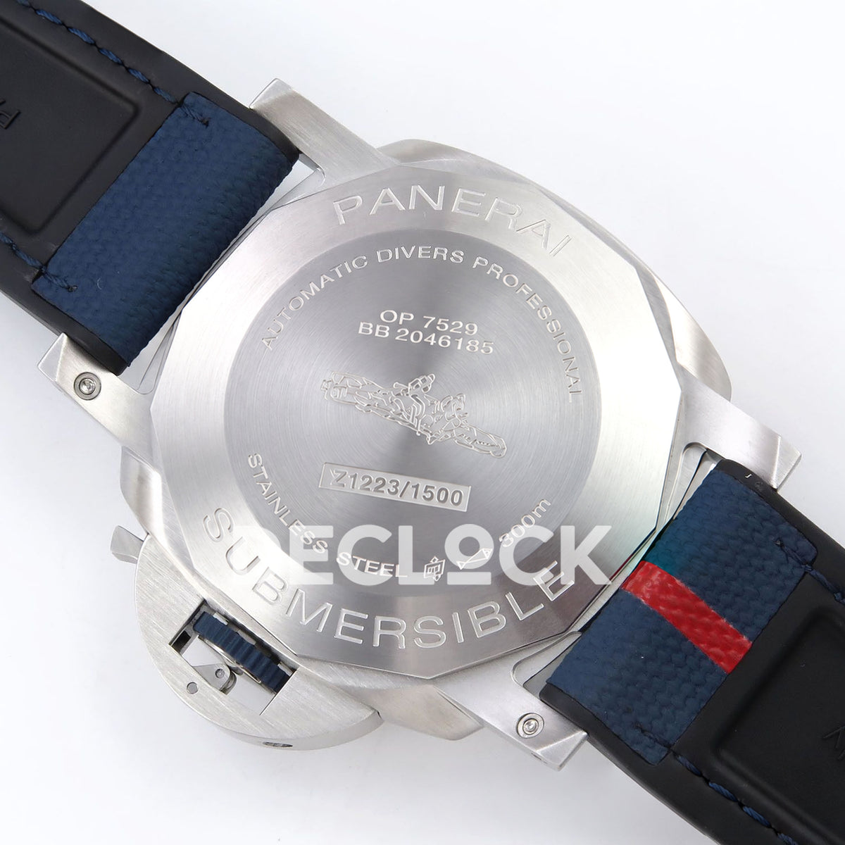 Panerai Submersible QuarantaQuattro Luna Rossa PAM01391 Blue Fabric VSF P900 replica - steel caseback