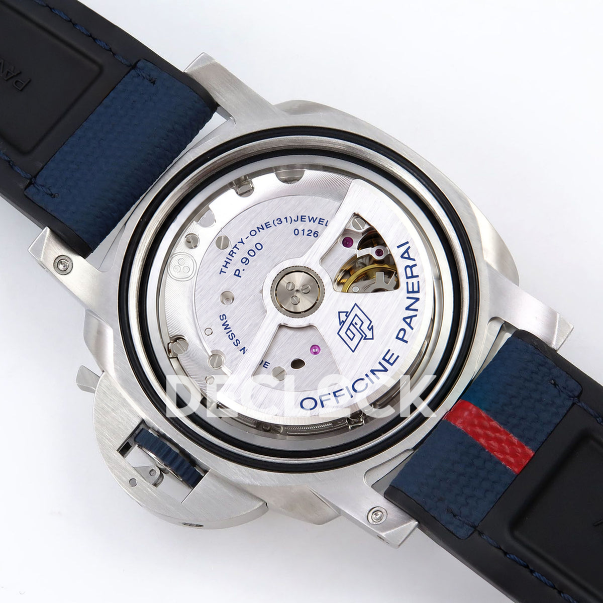 Panerai Submersible QuarantaQuattro Luna Rossa PAM01391 Blue Fabric VSF P900 replica - movement angle