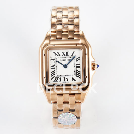 Panthère De Cartier Small 27x22mm Rose Gold White Dial Asian AAA+ Replica – front 01