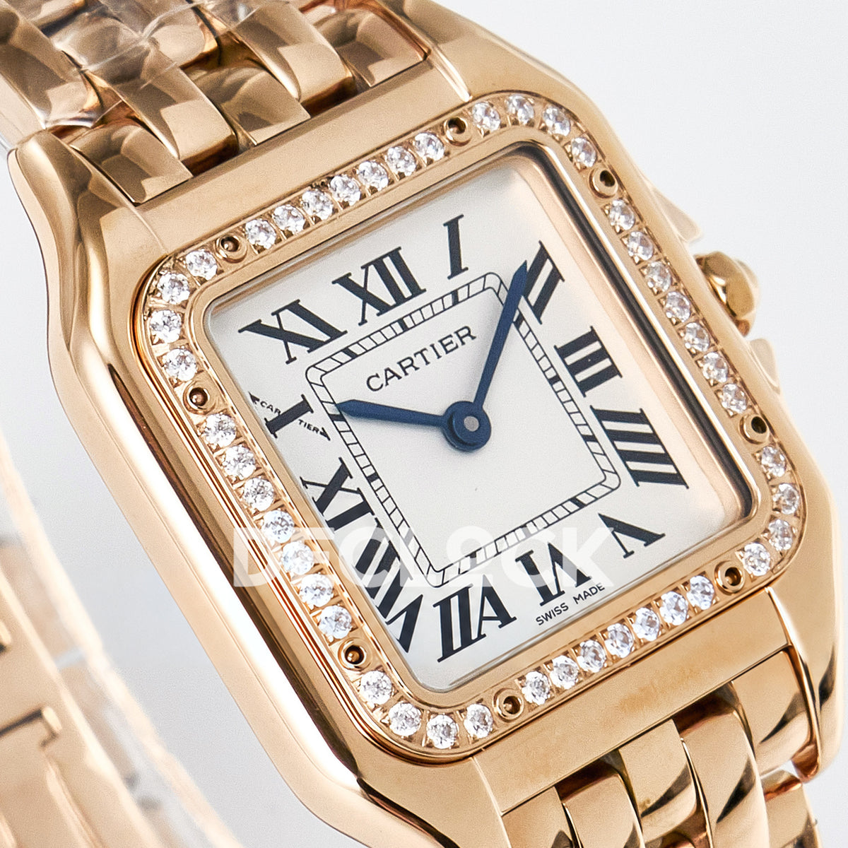 Panthère De Cartier Small 27x22mm Rose Gold White Dial Stone Bezel Asian AAA+ Replica – angle 04