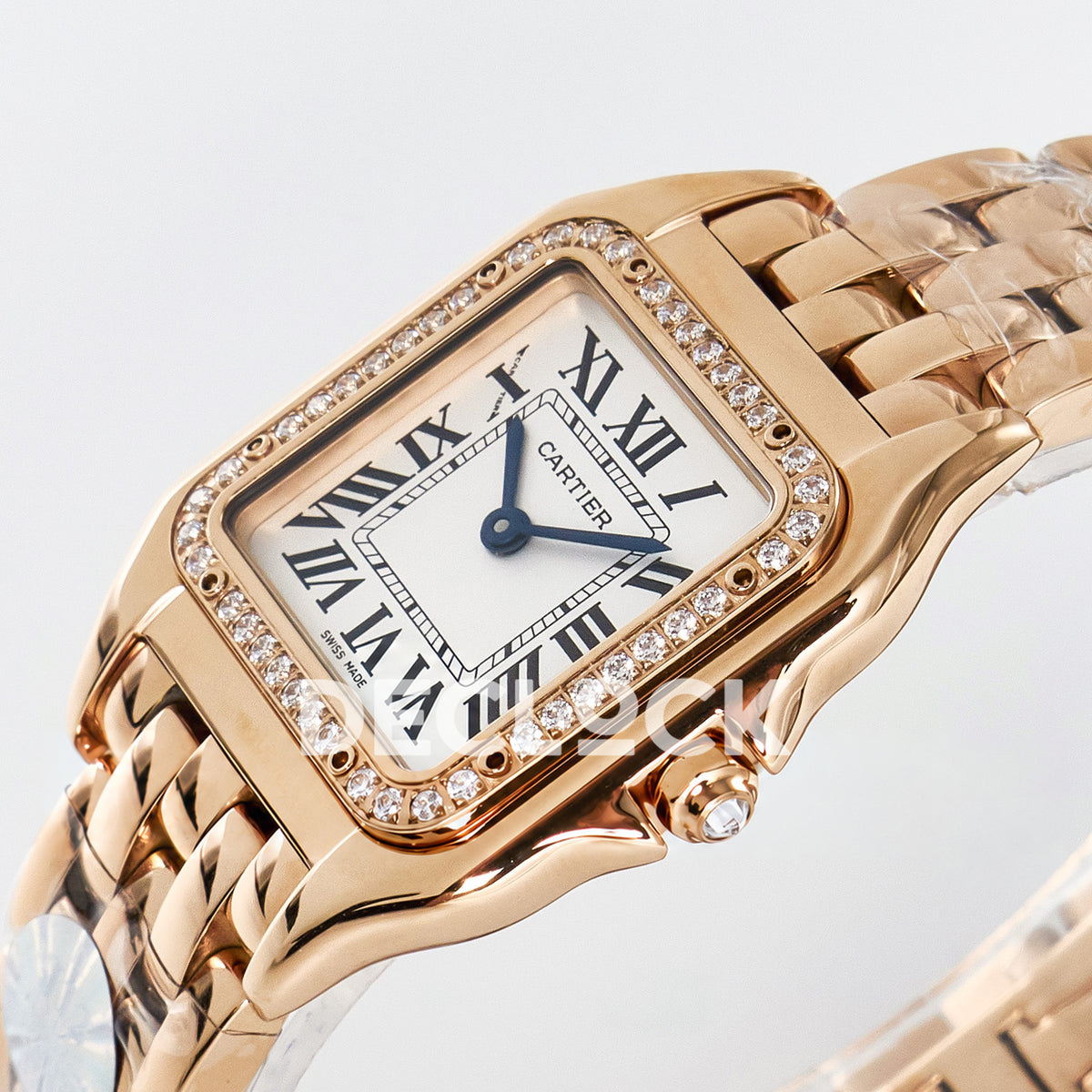 Panthère De Cartier Small 27x22mm Rose Gold White Dial Stone Bezel Asian AAA+ Replica – angle 05