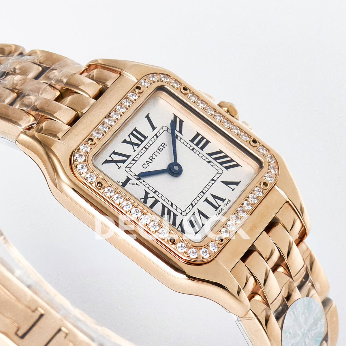 Panthère De Cartier Small 27x22mm Rose Gold White Dial Stone Bezel Asian AAA+ Replica – angle 06