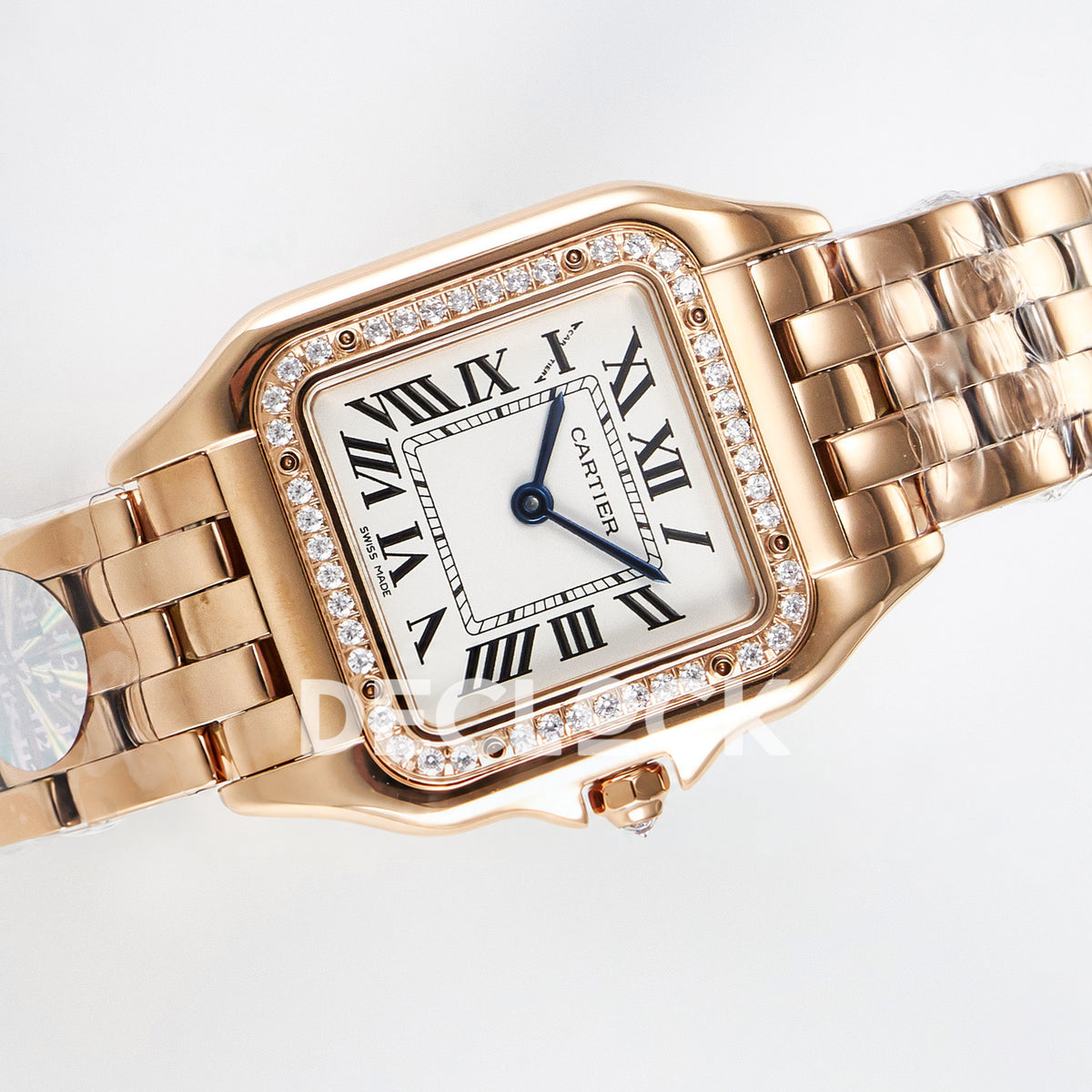 Panthère De Cartier Small 27x22mm Rose Gold White Dial Stone Bezel Asian AAA+ Replica – angle 07