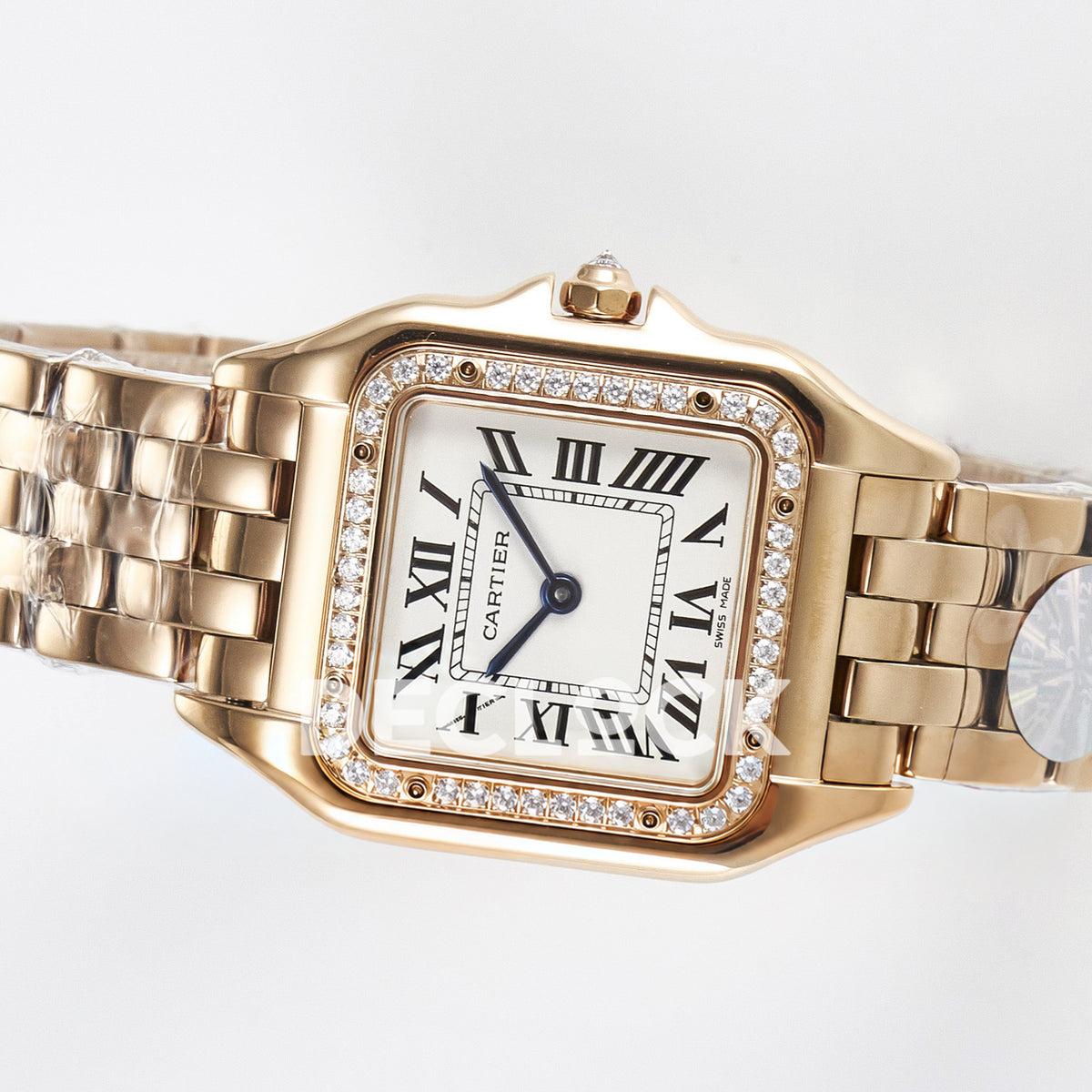 Panthère De Cartier Small 27x22mm Rose Gold White Dial Stone Bezel Asian AAA+ Replica – angle 08