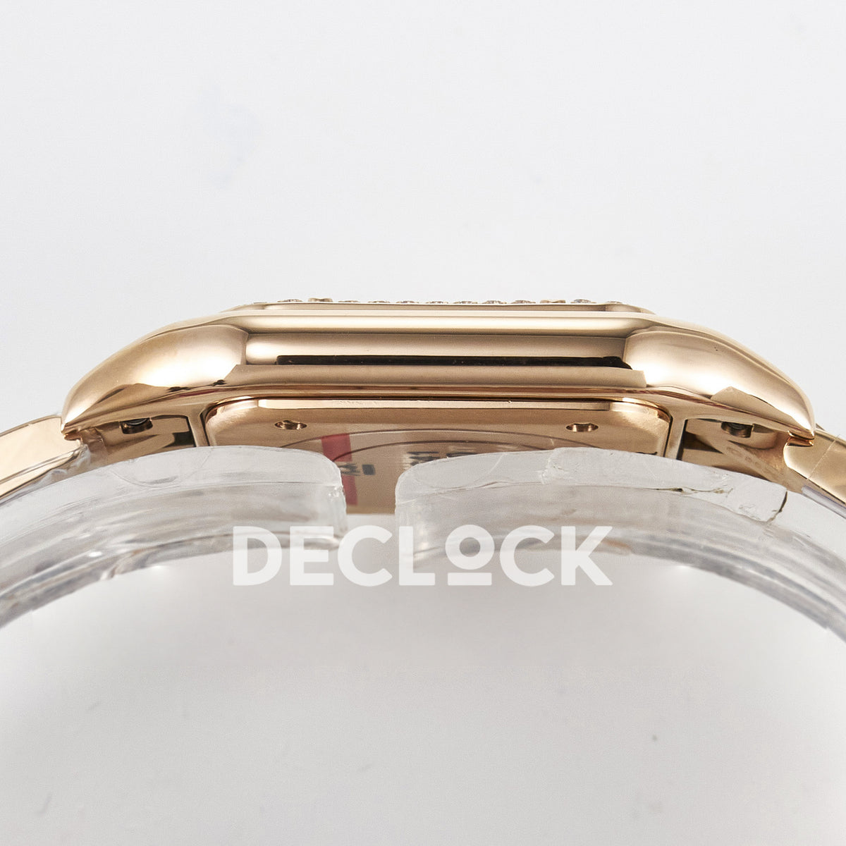 Panthère De Cartier Small 27x22mm Rose Gold White Dial Stone Bezel Asian AAA+ Replica – watch detail 11