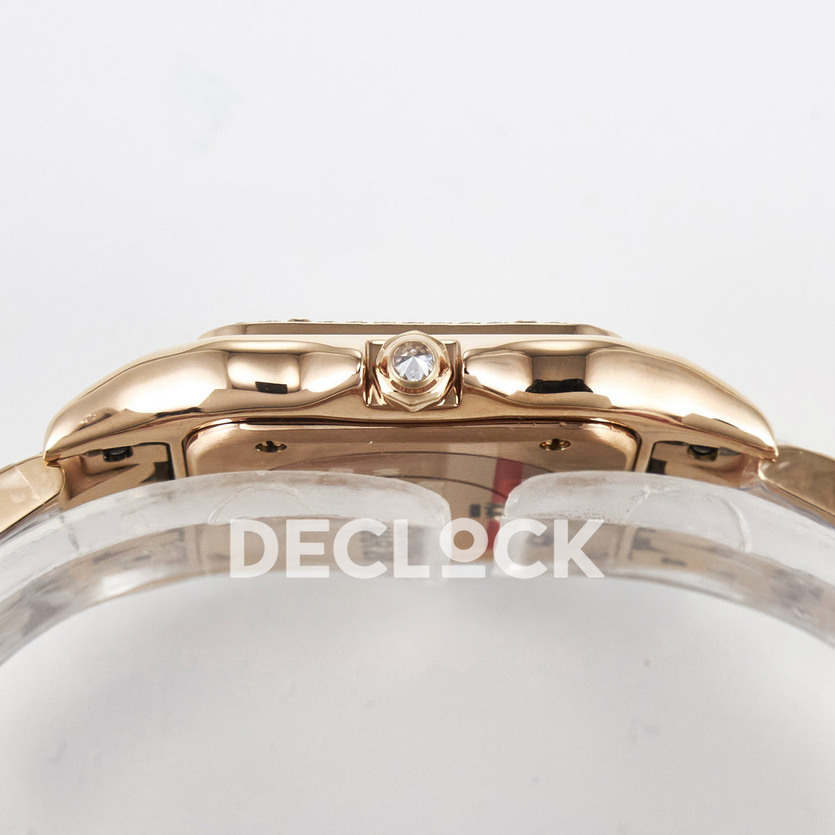 Panthère De Cartier Small 27x22mm Rose Gold White Dial Stone Bezel Asian AAA+ Replica – watch detail 12