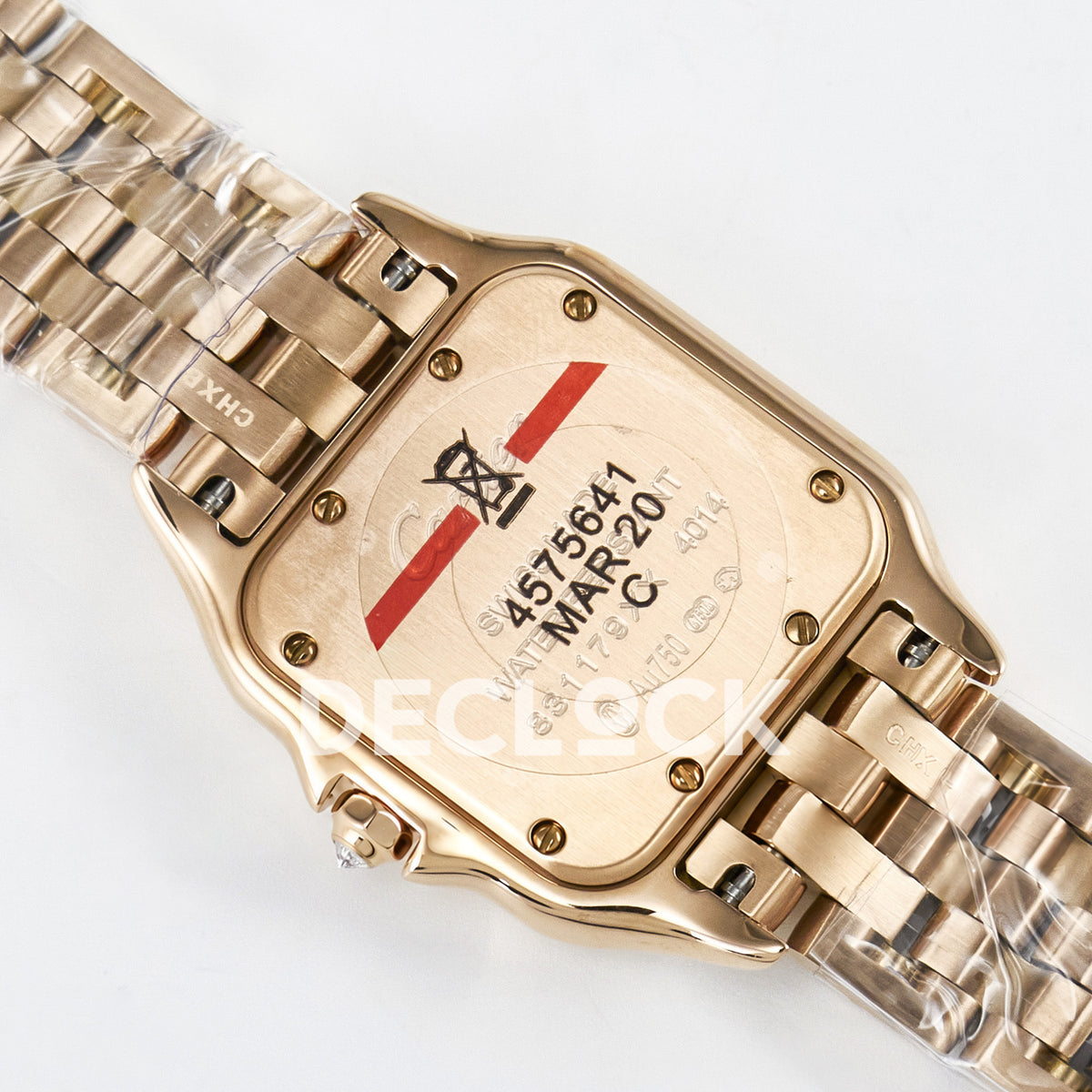 Panthère De Cartier Small 27x22mm Rose Gold White Dial Stone Bezel Asian AAA+ Replica – watch detail 14
