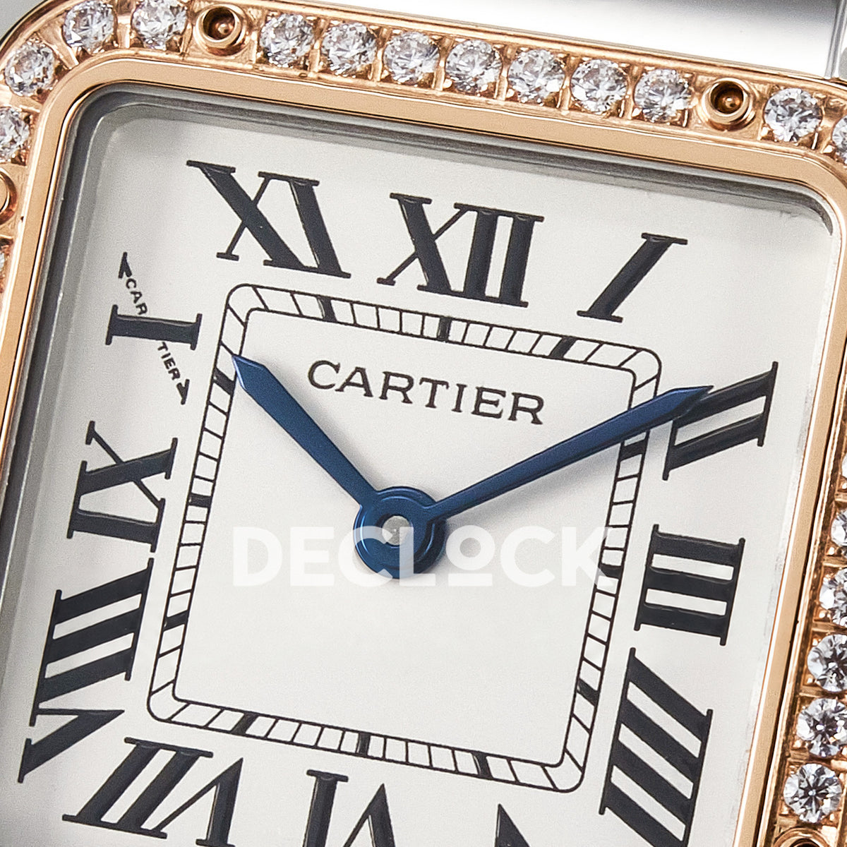 Panthère De Cartier Small 27x22mm Steel & Rose Gold White Dial Stone Bezel Asian AAA+ Replica – dial detail 09