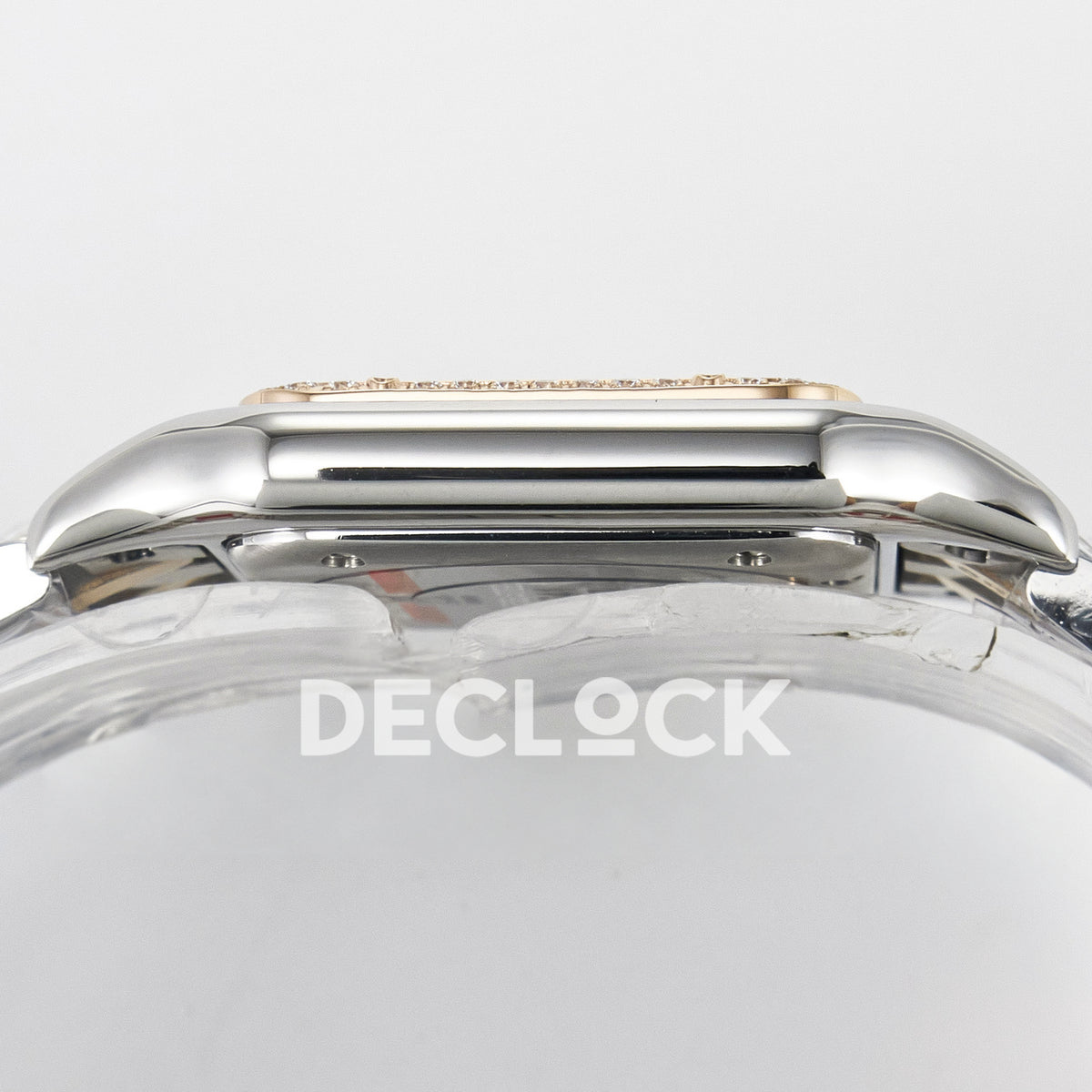 Panthère De Cartier Small 27x22mm Steel & Rose Gold White Dial Stone Bezel Asian AAA+ Replica – watch detail 11