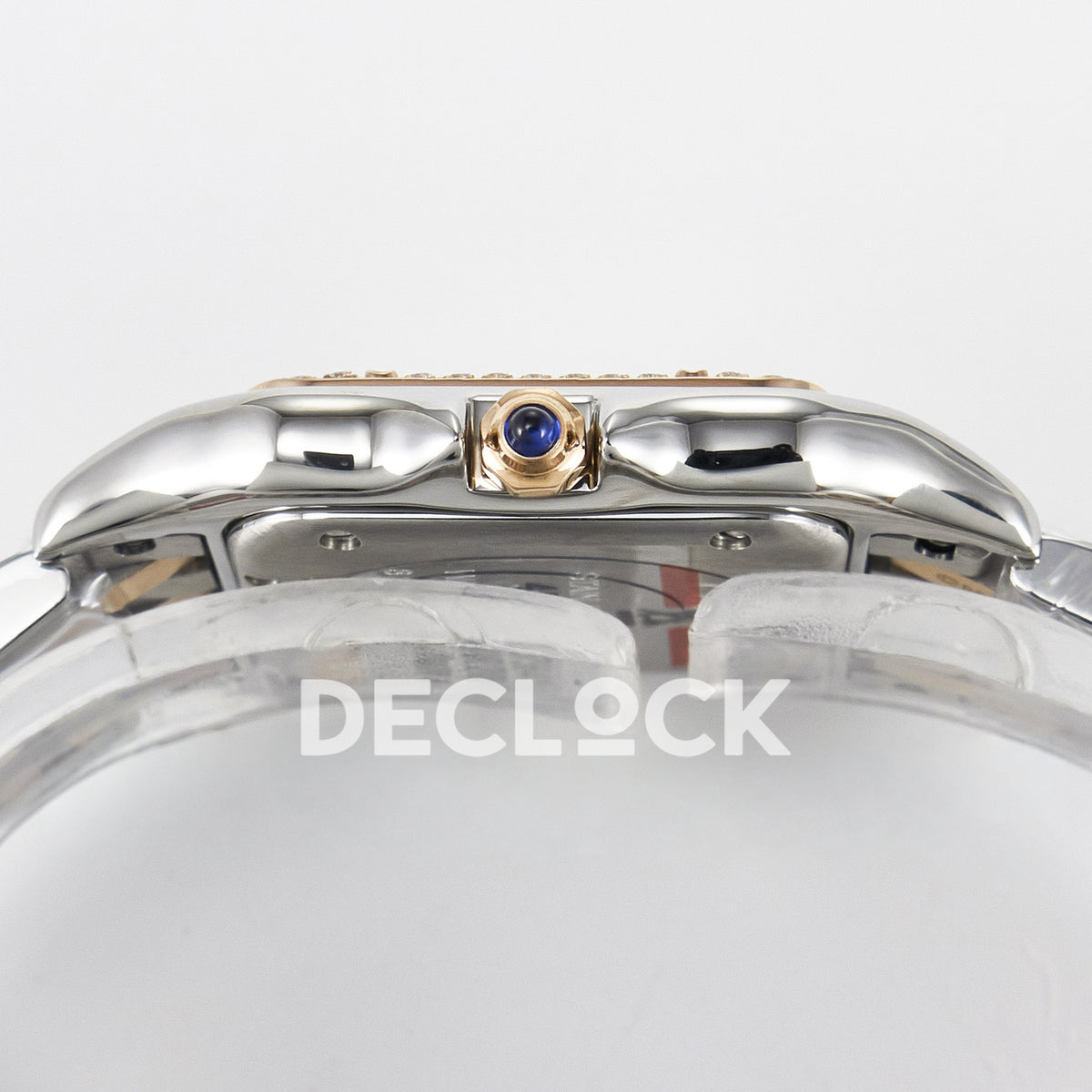 Panthère De Cartier Small 27x22mm Steel & Rose Gold White Dial Stone Bezel Asian AAA+ Replica – watch detail 12