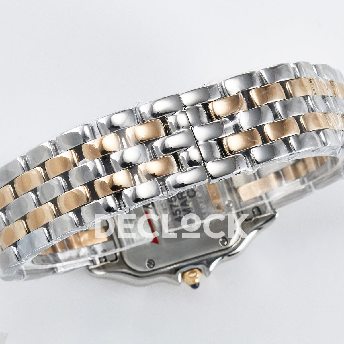 Panthère De Cartier Small 27x22mm Steel & Rose Gold White Dial Stone Bezel Asian AAA+ Replica – watch detail 13