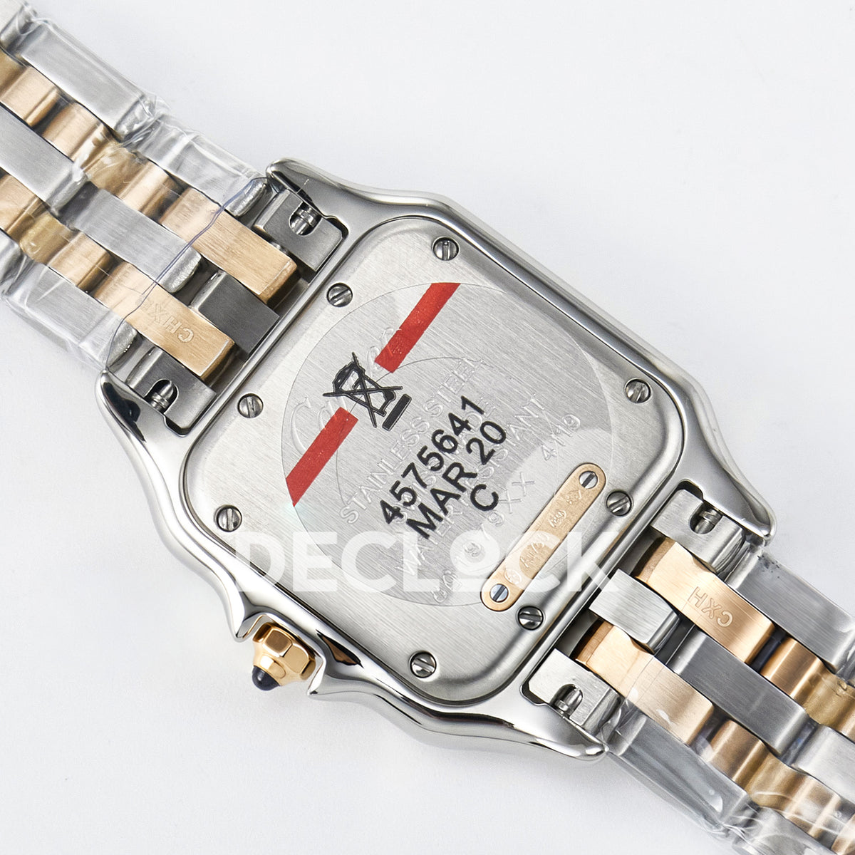 Panthère De Cartier Small 27x22mm Steel & Rose Gold White Dial Stone Bezel Asian AAA+ Replica – watch detail 14