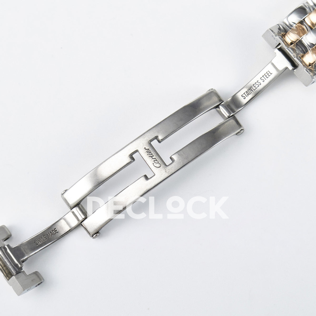 Panthère De Cartier Small 27x22mm Steel & Rose Gold White Dial Stone Bezel Asian AAA+ Replica – watch detail 18
