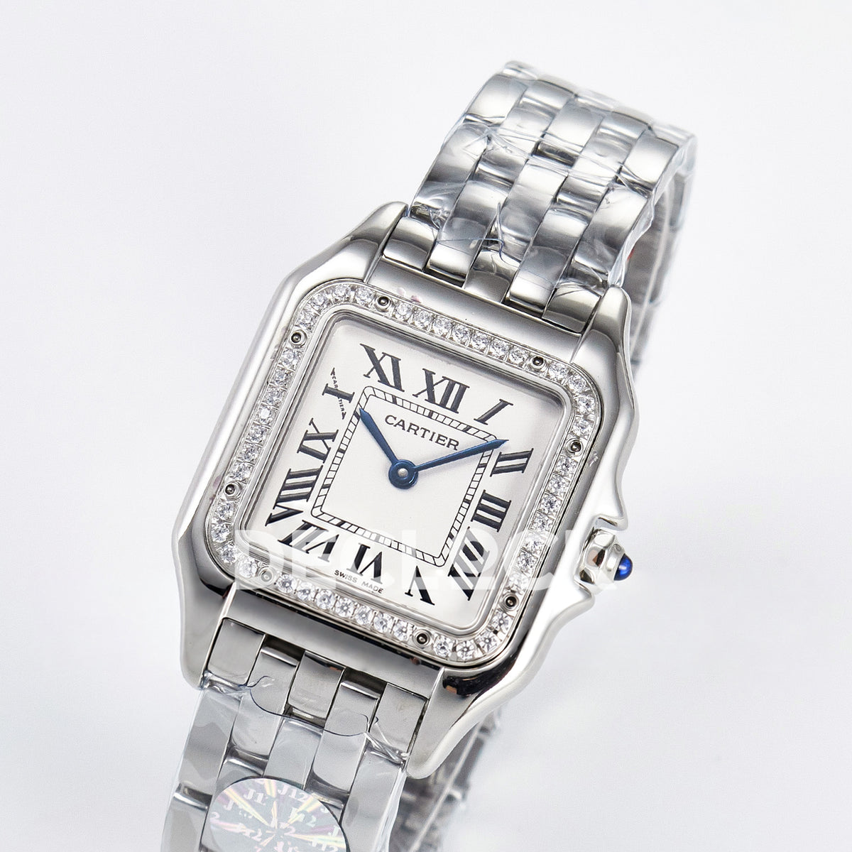 Panthère De Cartier Small 27x22mm Steel White Dial Stone Bezel Asian AAA+ Replica – angle 03