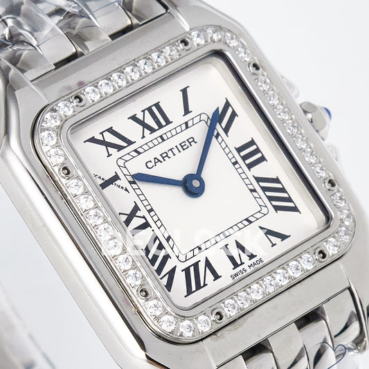 Panthère De Cartier Small 27x22mm Steel White Dial Stone Bezel Asian AAA+ Replica – angle 04