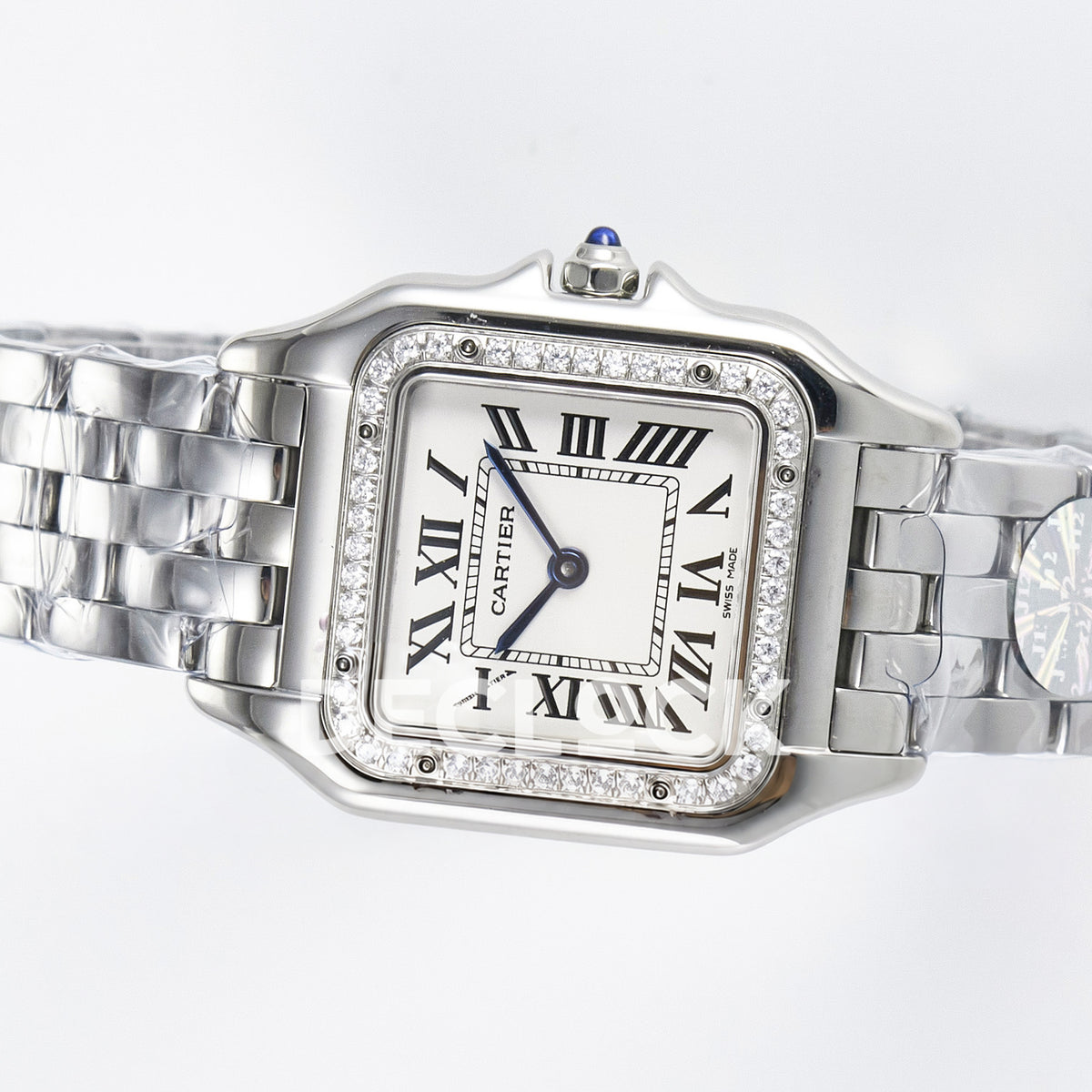Panthère De Cartier Small 27x22mm Steel White Dial Stone Bezel Asian AAA+ Replica – angle 08