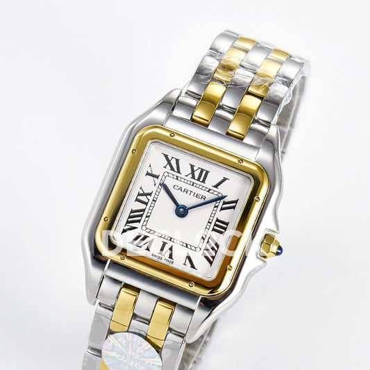 Panthère De Cartier Small 27x22mm Steel & Yellow Gold White Dial Asian AAA+ Replica – angle 03