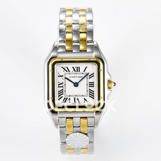 Panthère De Cartier Small 27x22mm Steel & Yellow Gold White Dial Asian AAA+ Replica – front 01