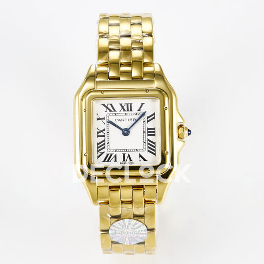 Panthère De Cartier Small 27x22mm Yellow Gold White Dial Asian AAA+ Replica – front 01