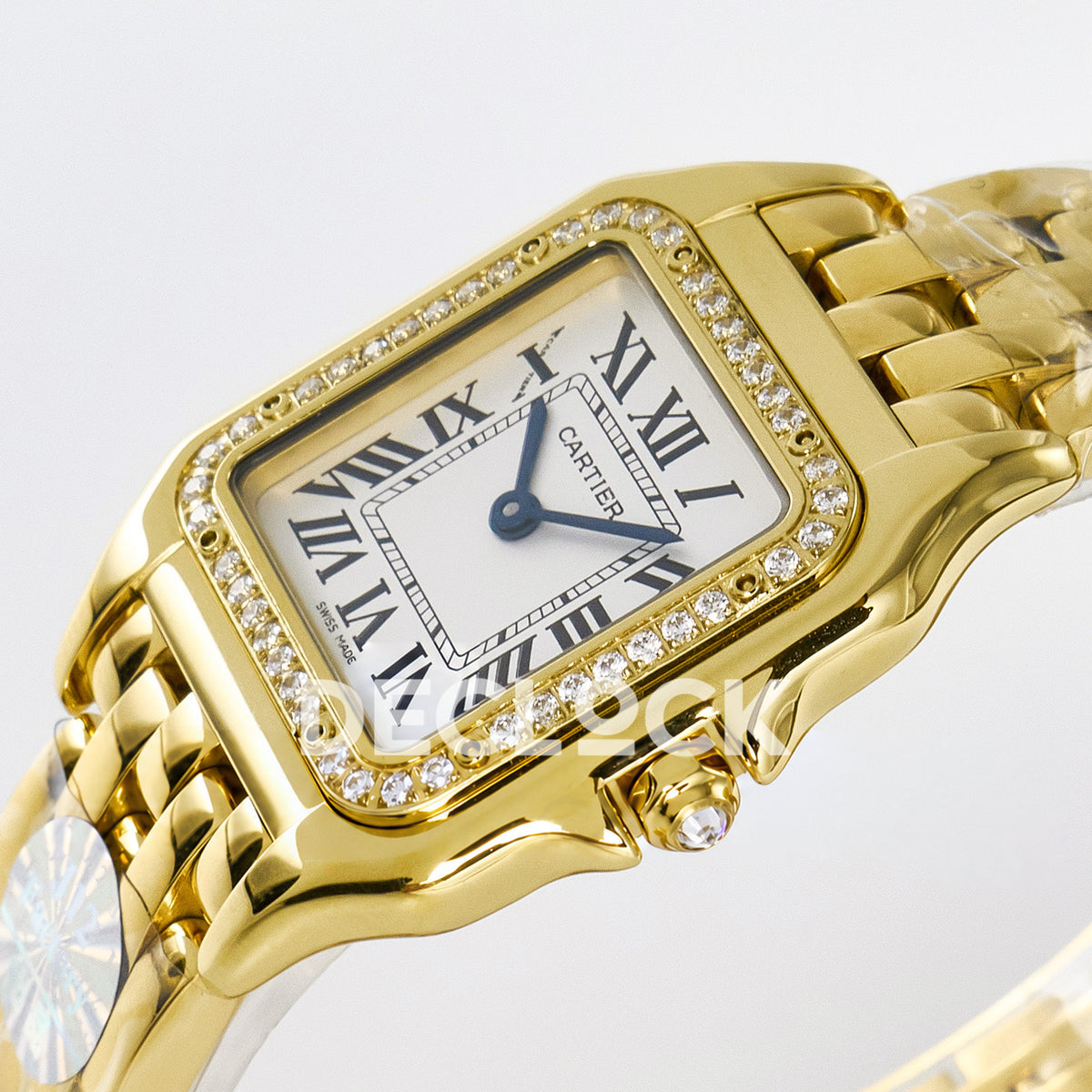 Panthère De Cartier Small 27x22mm Yellow Gold White Dial Stone Bezel Asian AAA+ Replica – angle 05