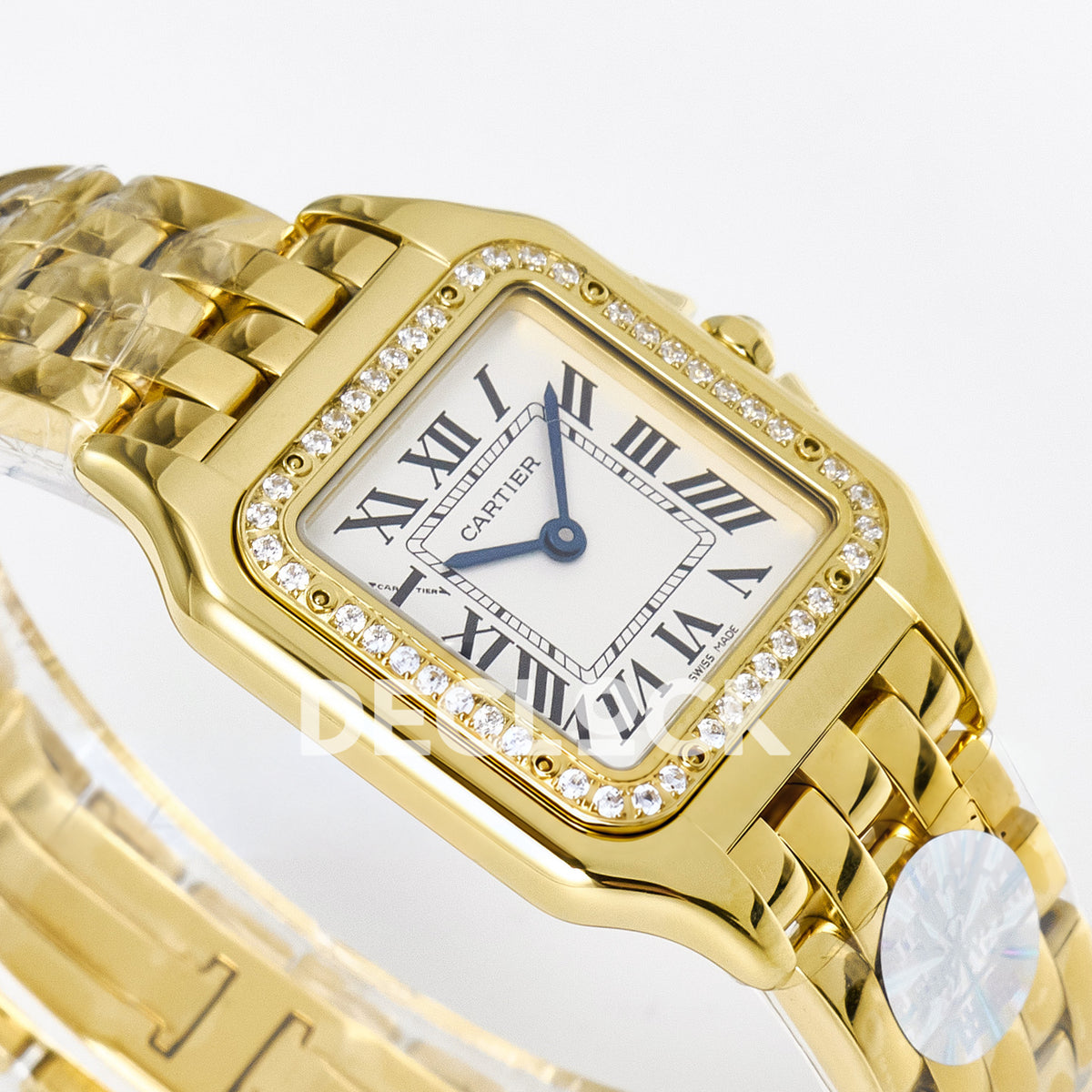 Panthère De Cartier Small 27x22mm Yellow Gold White Dial Stone Bezel Asian AAA+ Replica – angle 06