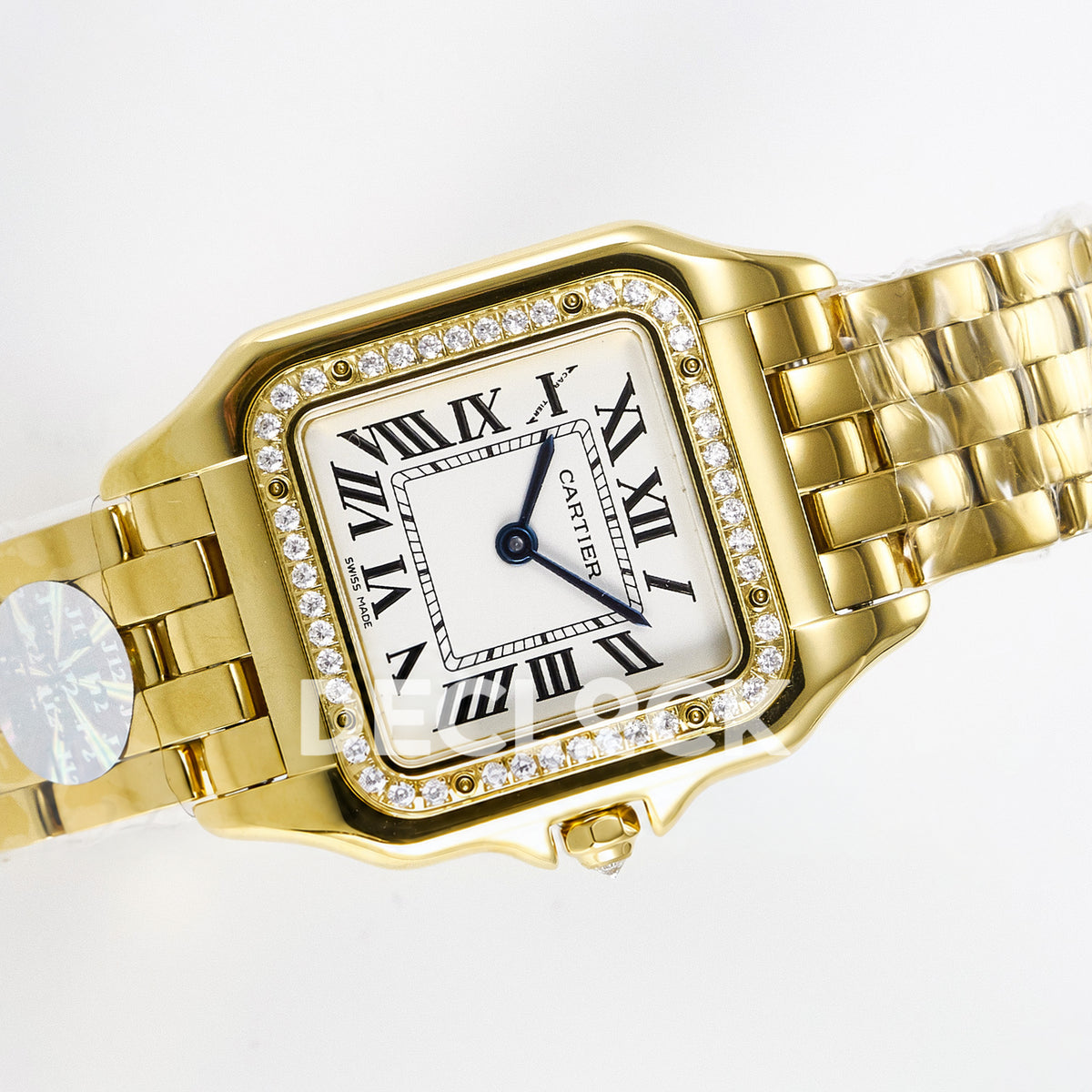 Panthère De Cartier Small 27x22mm Yellow Gold White Dial Stone Bezel Asian AAA+ Replica – angle 07