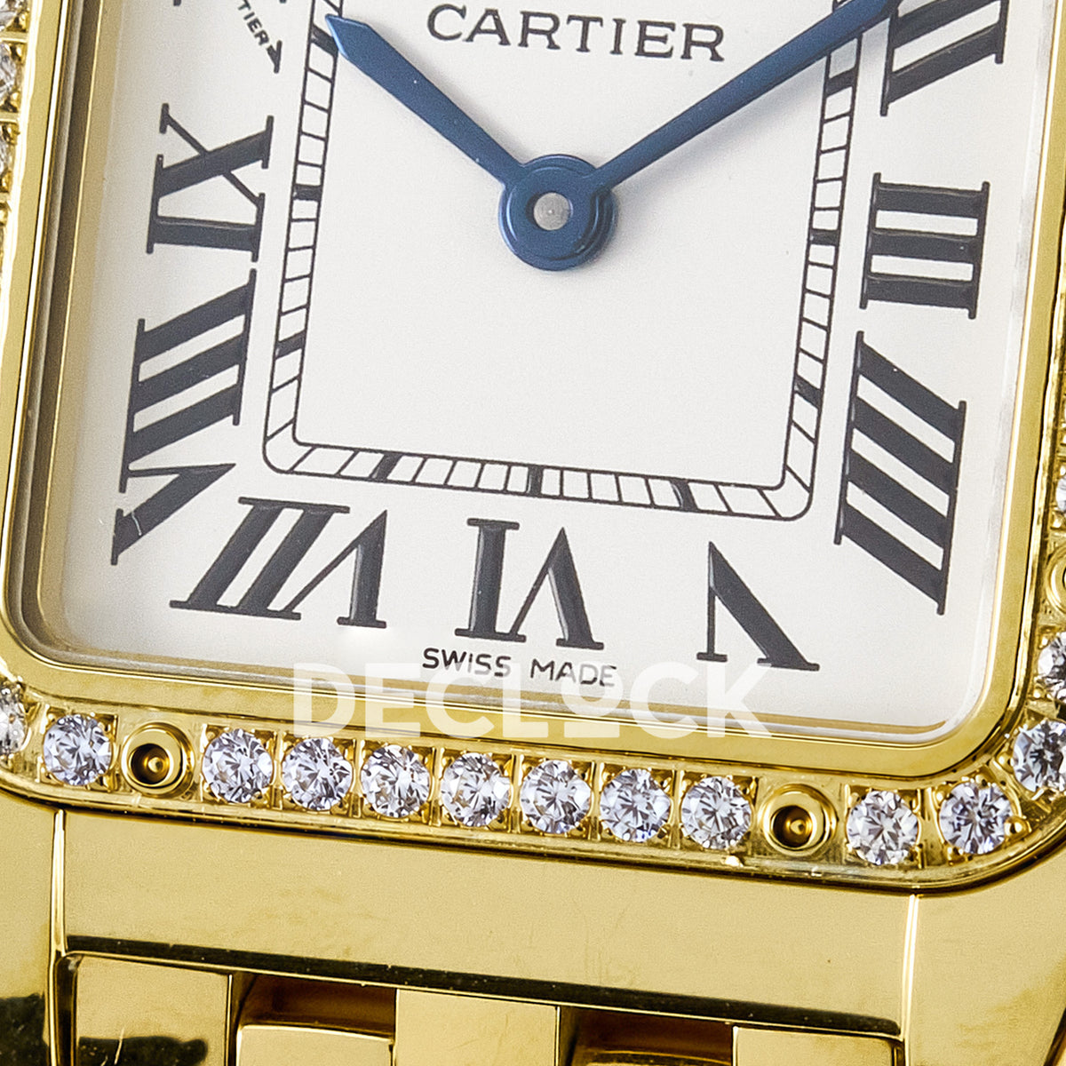 Panthère De Cartier Small 27x22mm Yellow Gold White Dial Stone Bezel Asian AAA+ Replica – dial detail 10