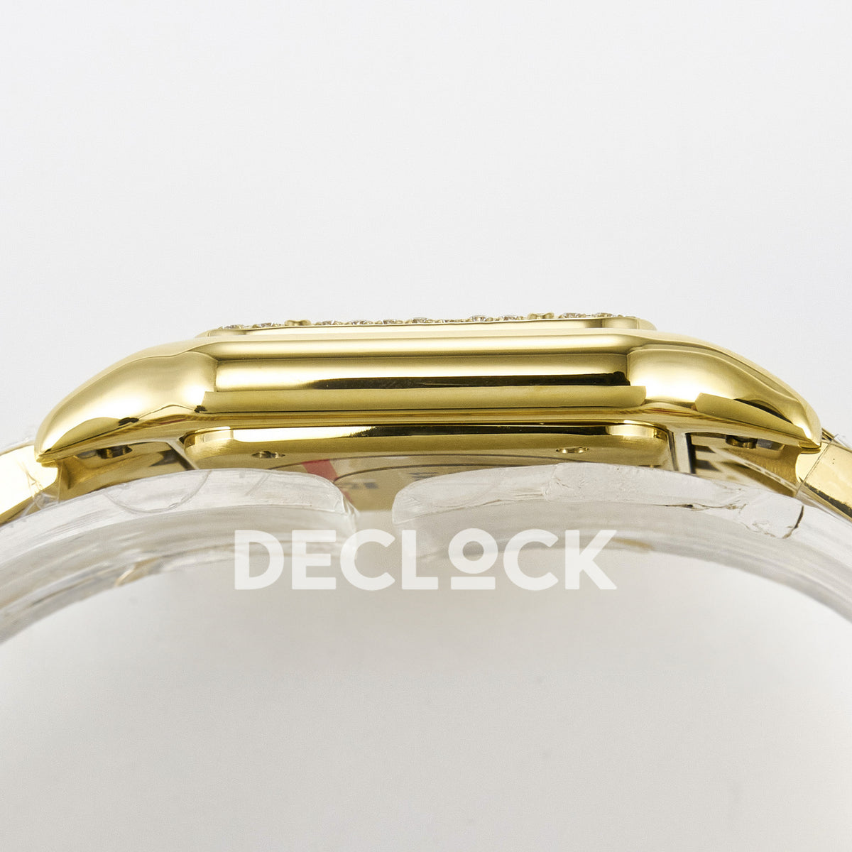 Panthère De Cartier Small 27x22mm Yellow Gold White Dial Stone Bezel Asian AAA+ Replica – watch detail 11