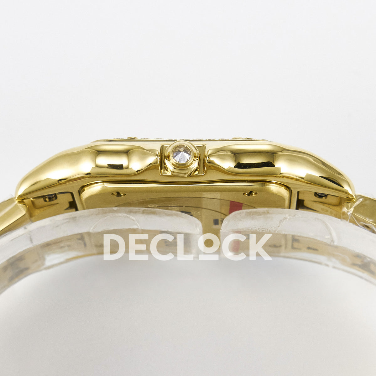 Panthère De Cartier Small 27x22mm Yellow Gold White Dial Stone Bezel Asian AAA+ Replica – watch detail 12