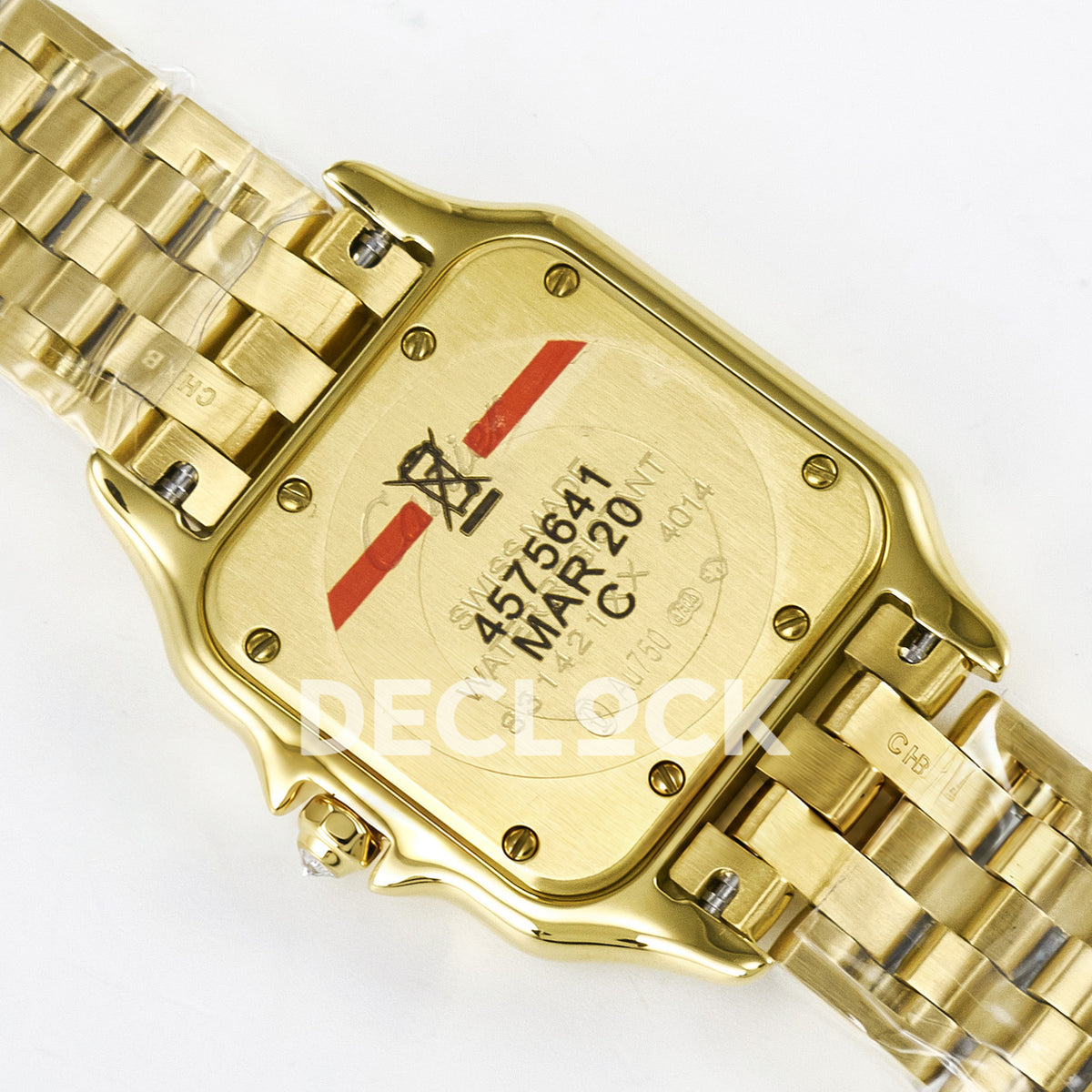 Panthère De Cartier Small 27x22mm Yellow Gold White Dial Stone Bezel Asian AAA+ Replica – watch detail 14