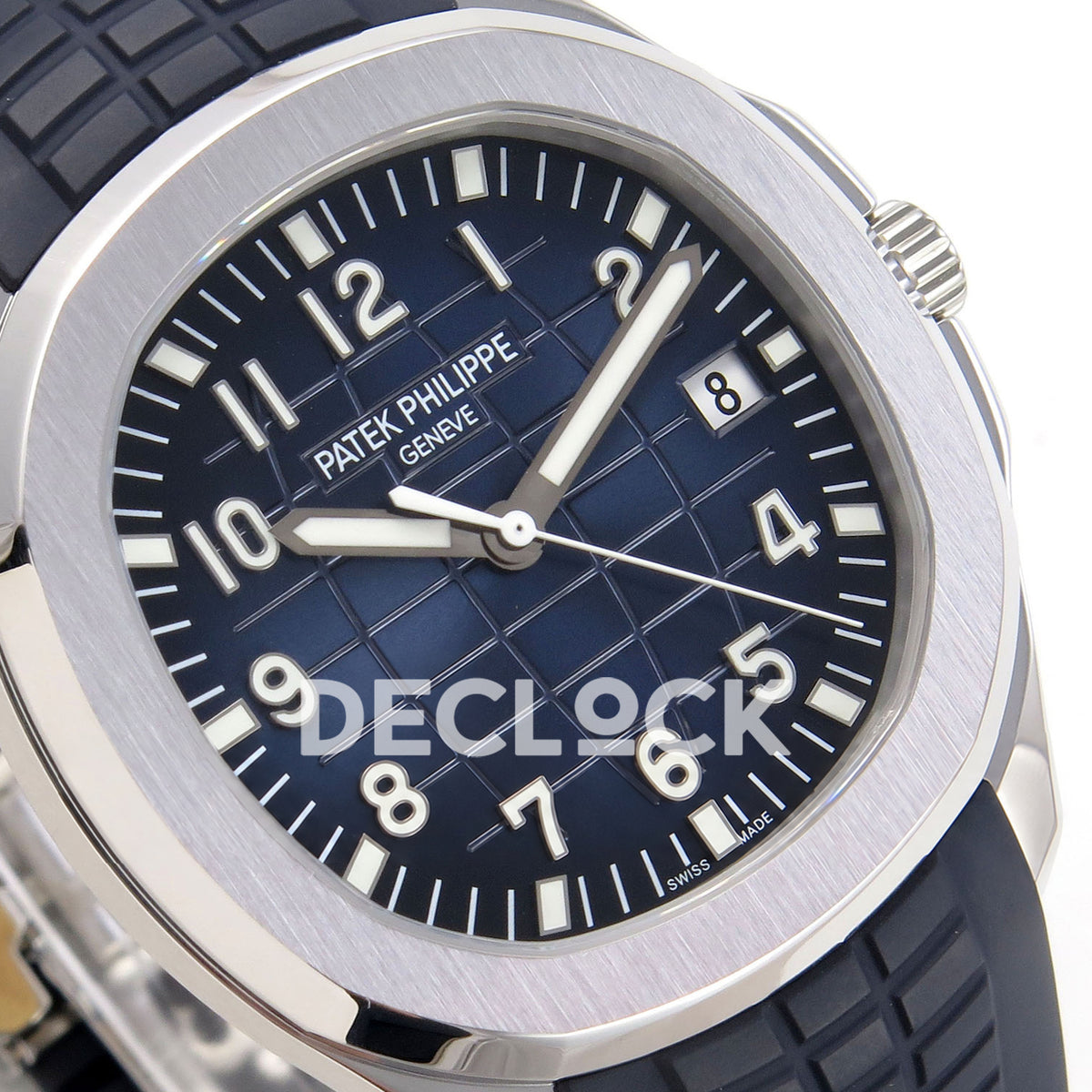 Patek Philippe Aquanaut 5168G APWF replica - angled blue dial, original applied numerals and steel bezel