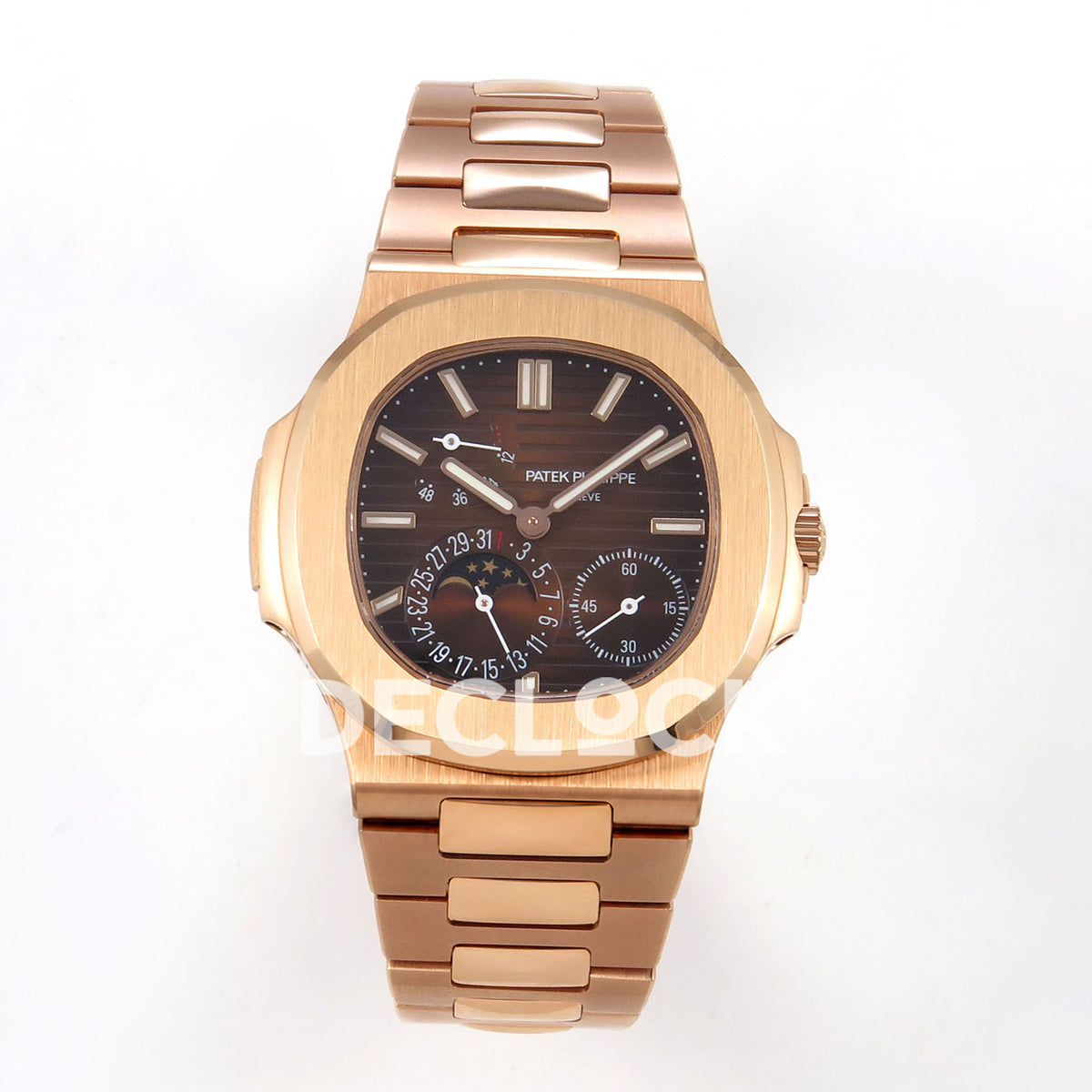 Patek Philippe Nautilus 5712/1R-001 UMI Brown Dial Rose Gold PP240 Free Sprung replica - front