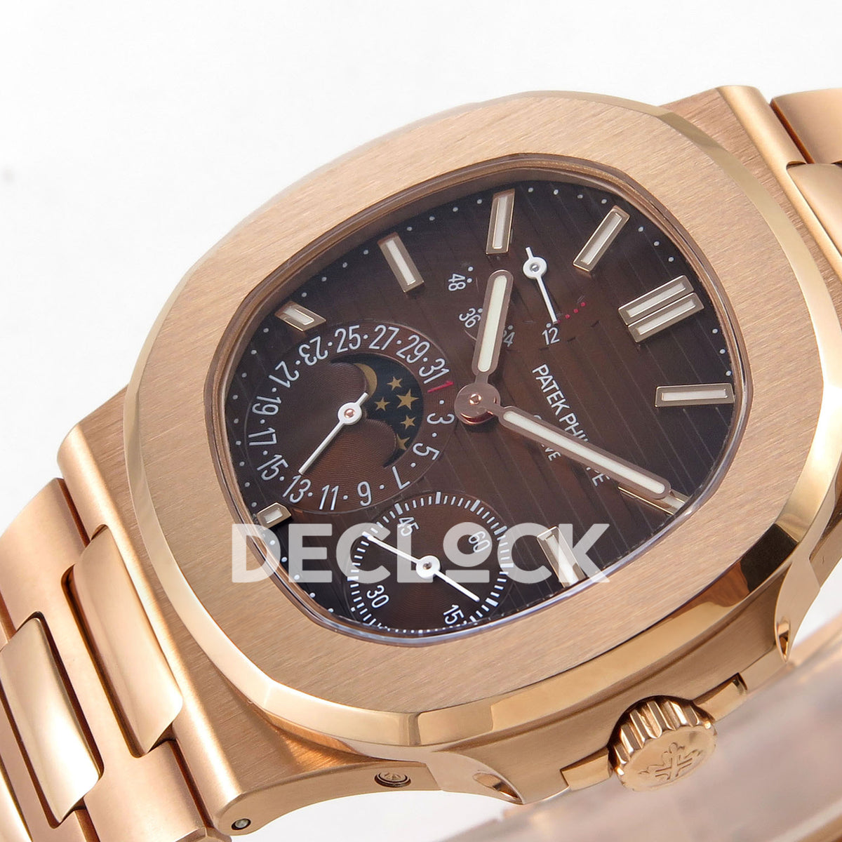 Patek Philippe Nautilus 5712/1R-001 UMI Brown Dial Rose Gold PP240 Free Sprung replica - dial angle right