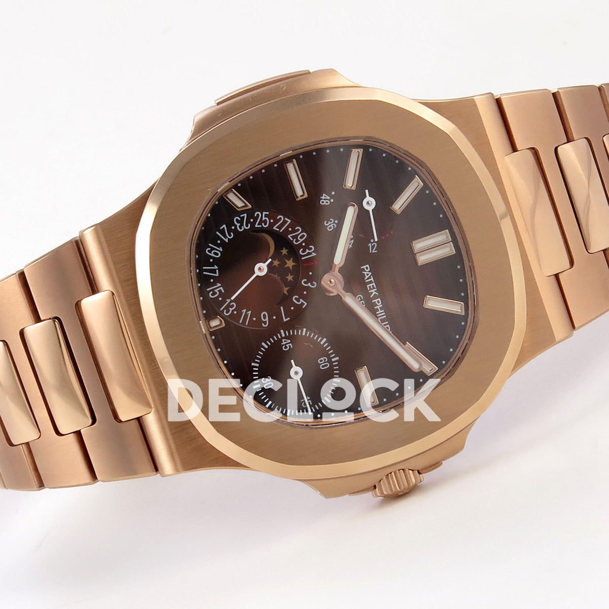 Patek Philippe Nautilus 5712/1R-001 UMI Brown Dial Rose Gold PP240 Free Sprung replica - full watch left